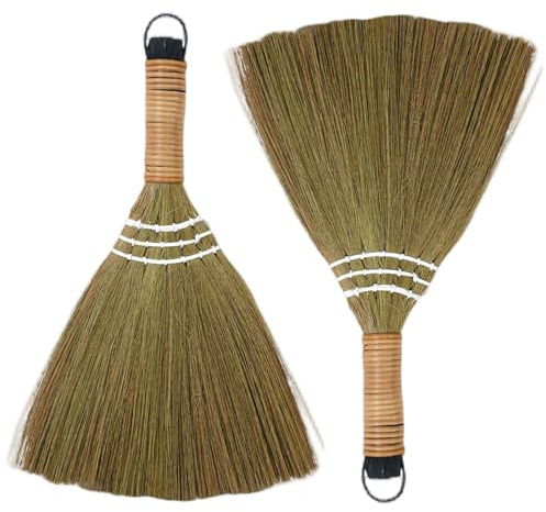 2 Piezas de Escoba de Paja Miscantia Material Holumación de la Mano Cepillo de Piso Duro Herramienta de Barrido de la casa Construcción de Larga duración
