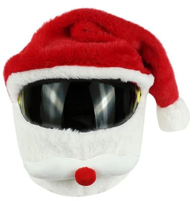 Feithmonic Funda para Casco de Moto de Papá Noel, Cubrecasco de Motocicleta Felpa Universal, Cubierta Cascos Completos Hombres y Mujeres Peluche, contra el Polvo y Arañazos, Accesorios Navidad