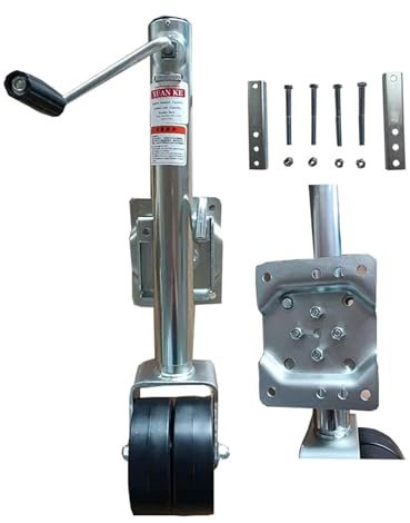 QICBYING Heavy-Duty Bolt-On Swivel Jack, Boat Trailer Jack With Wheel, Heavy Load Trailer Jockey Wheel, Galvanized Support Wheel, 15cm Double Wheel Trailer Wheel, 680kg, For Boat, Camper, Yacht