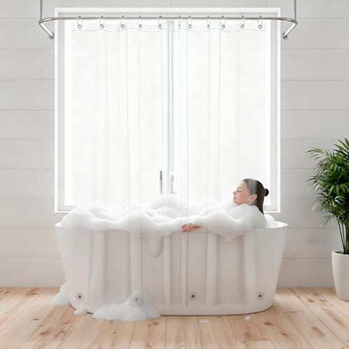 ZENO Shower Curtain Liner, PEVA, 72x72 Inch, Rustproof Grommets, Waterproof | Repels Water, Keeps Bathroom Clean, PVC and BPA Free, 12 Secure Fixings Plus 3 Magnets, Clear
