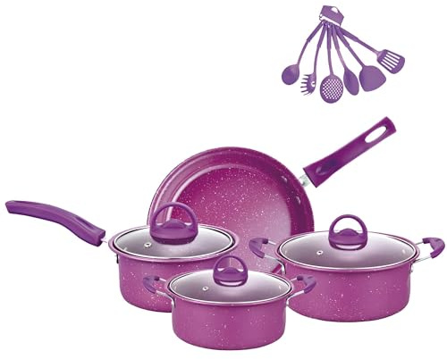 13-Piece Non-Stick Cookware Set, Induction Cooker Compatible with Frying Pans, Saucepans & Stockpot, for Home Kitchen Cooking(Purple)