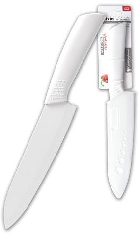 IPEA Coltello in Ceramica Grande per Frutta, Verdura, Carne - Lama 17,8 cm - Coltello Chef da Cucina Multiuso con Lama Affilata per Tagliare e Spelare Cibo e Ortaggi - Coprilama e Manico Antiscivolo