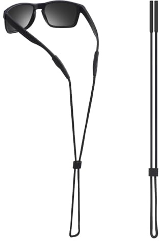 CEYOME Adjustable Glasses Strap for Everyday & Active Use, Non-Slip Glasses Chain with Silicone Ends, Lightweight Nylon Eyewear Retainer for Walking, Reading & Outdoor Wear (Black)