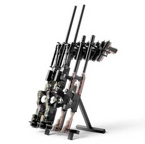 VEVOR Gun Rack, Portable, Folding Heavy Duty Steel Rifle Shotgun Rack Stand, Freestanding Indoor Outdoor Gun Display Storage, Holds Up to 7 Pistols and 4 Rifles or Shotguns, for Shooting Hunting Range