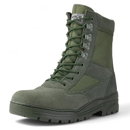 Savage Island Green Suede Side Zip Combat Boots