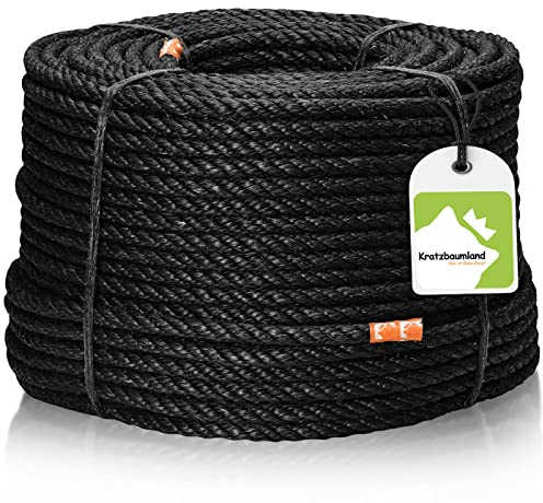 Kratzbaumland Corde en sisal noire de qualité supérieure 8 mm - Corde en sisal noire pour arbre à chat (différentes longueurs) (20 m)