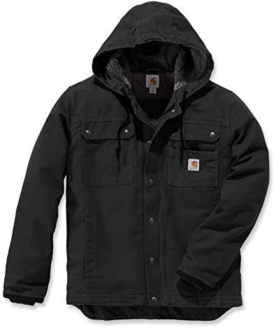 Carhartt, Herren, Lockere Arbeitsjacke aus ausgewaschenem Segelleinen mit Sherpa-Futter, Schwarz, L