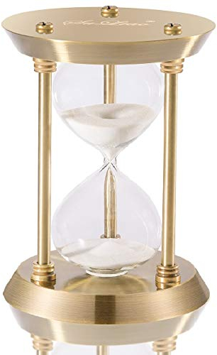 SuLiao Vintage Hourglass Timer Sand Clock 5 Minutes & Metal Sand Watch 5 Min, Brass Hour Glass Sandglass for Home Desk Office Decoration