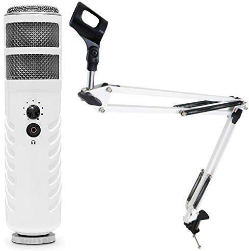 Rode Podcaster MKII - Micrófono USB y brazo Keepdrum NB35 WH, color blanco