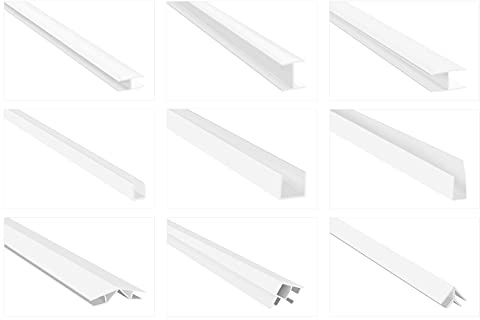 HEXIM Profili di finitura per bordo per pannelli di rivestimento, profili ad H- U- e angolare, plastica PVC, listelli di finitura in plastica, profili per finestre, profilo a U HJ 821, 18 x 50 mm