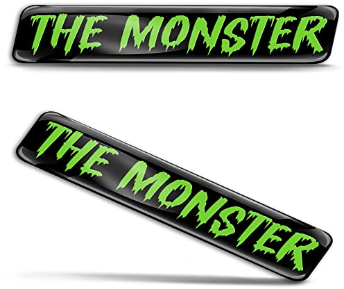 Biomar Labs 2 x 3D Gel Silikon Aufkleber Monster Badge Grün Stickers Autoaufkleber Auto Motorrad Fahrrad Fenster Tür Laptop KS 37