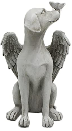 YOOTOM Perro ángel Estatua Conmemorativa para Mascotas de Resina, Piedra Conmemorativa para Mascotas, Lápida para Gatos, Marcador de Tumba para Perros