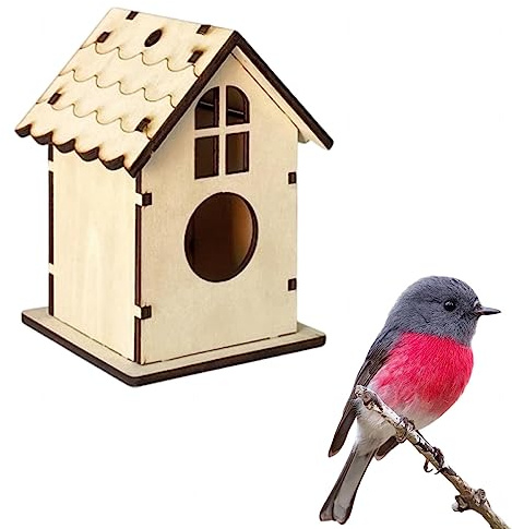 VIDECOR Kit de Maison D'oiseau Bricolage pour Enfants, Maison D'oiseau 4 Pièces pour La Peinture pour Enfants, Maison D'oiseau pour La Construction et La Peinture, Arts en Bois de Nichoir,