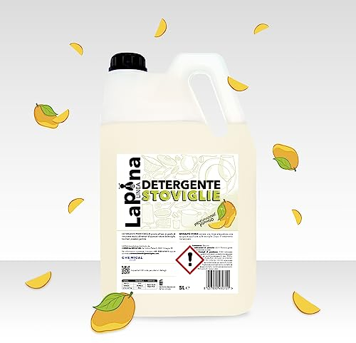 LaPina - Detersivo Piatti e Stoviglie a Mano, profumato al mango. Igienizza, sgrassa, fa brillare. (1, 5L)