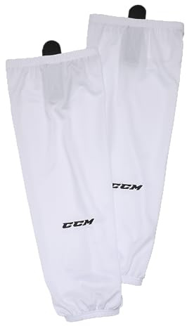 CCM Hockey SX5000 Series Solid Color Dry Fit Tube Practice Ice Hockey Socks (White, SR 30)