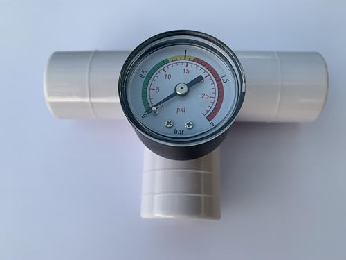 FSRTOP Raccord de tuyau en T pour tuyau de piscine de 38 mm avec manomètre - Convient pour pompe, filtre et chauffage solaire de piscine - 1 pièce