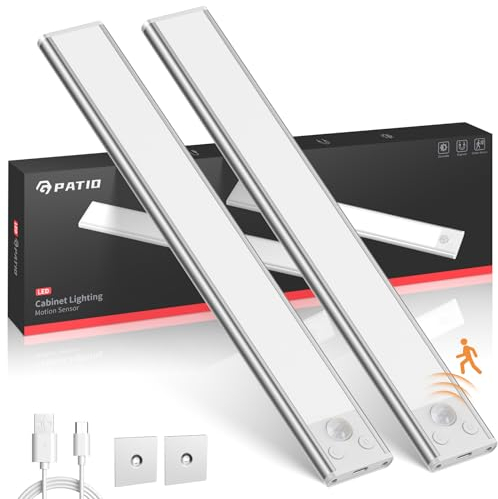 30CM Unterbauleuchte Schrankbeleuchtung 2200 mAh USB 3 Farbmodi Dimmbar Schrankleucht küche mit Bewegungsmelder LED Sensor Licht stufenlose Nachtlicht für Küche Badezimmer, Schlafzimmer 2 Stück