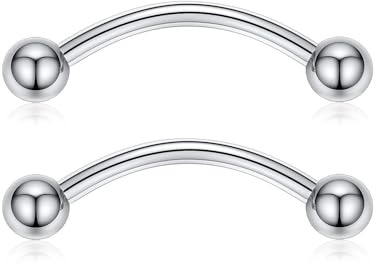 hengkaixuan G23 - Piercing per capezzolo in titanio, 1 paio, barra dritta per piercing alla lingua, filettatura interna, 12, 14, 16G, Titanio, Nessuna pietra preziosa