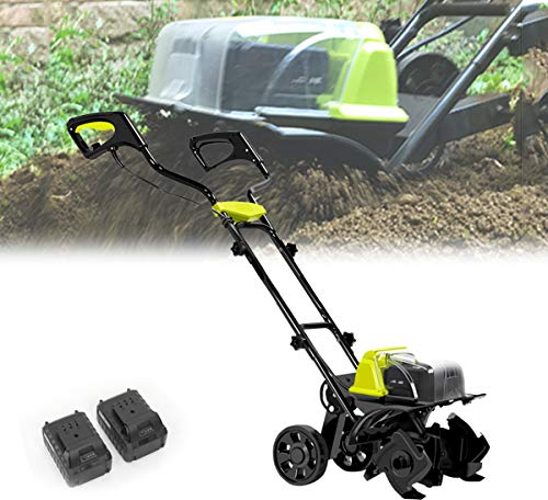 Motoazada de jardín, cultivadora eléctrica portátil inalámbrica, Profundidad de Cultivo de 18 cm (7,1 Pulgadas), Ancho de Cultivo de 36 cm (14,2 Pulgadas), motoazadas eléctricas pa