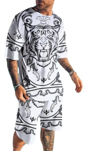 Streatwear Trainingsanzüge Für Herren Kurzarm Casual T-Shirt Set Herren Klassisch Mode Funktionshemd Herren Sportanzug Herren Fitness Sport Hose Herren A-14 5XL
