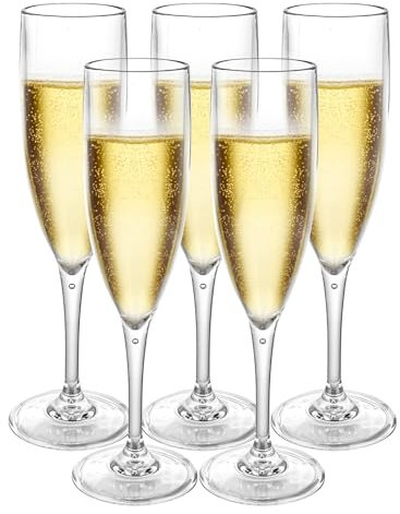 AKOLAFE 12 Pack Plastic Champagne Flutes Classy 180ml Reusable Champagne Glasses Unbreakable Prosecco Glasses Toasting Glasses for Parties, Weddings, Birthdays, Picnic
