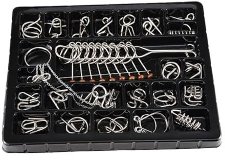 Toyvian 25pcs Brain Puzzle Set and Ring Puzzle Set Metal Wire Teasers for Kids and Adults for Family and Party Challenges