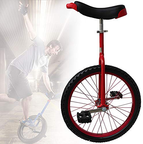 Enhjuling 16/18/20 tum, enhjuling med halkfria hjul, med lättmetallfälg extra tjockt däck, justerbart säte, for utomhussport Fitness Träning Hälsa(Rosso,18inch)