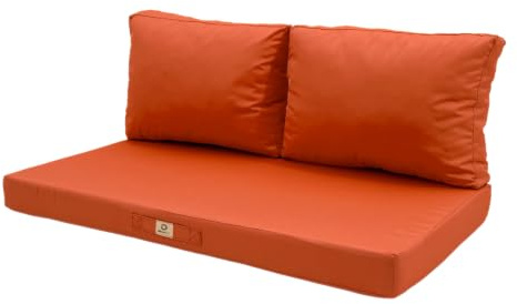 deco arts Coussins pour Salon de Jardin Déhoussable - Coussins extérieur - 100x50 cm - Coussin de Remplacement pour Fauteuil, Banc & Chaise d'extérieur - Imperméable & Confortable - Orange