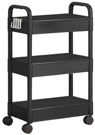 Rollwagen Mit Rädern, 3 Etagen Utility Cart, Aufbewahrungswagen Küche, Bücherregal Badregal Mobiler Aufbewahrungsregal Organizer, Geeignet Für Küche, Badezimmer, Wohnzimmer, Arbeitsplatz
