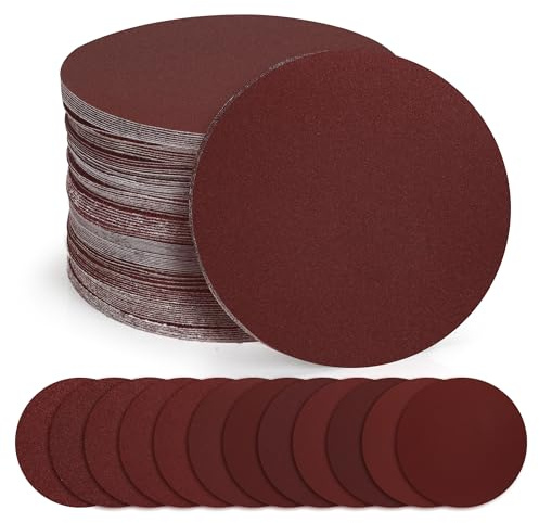 AZKEEGREY 120 Pcs 150 mm Sanding Discs No Holes Self-Adhesive Hook and Loop Discs Sandpaper, Round (40/60/80/100/120/150/180/240/320/400/600/1000 Grits)