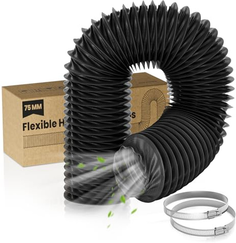HG Power frånluftsslang Ø 80 mm längd 2,5 m flexibel PVC aluminiumrör ventilationsslang ljudisolerad värmeisolering aluminium flexslang frånluftsrör för frånluftsfläkt