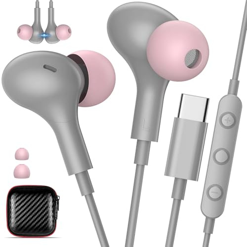 TOPAUX Kopfhörer USB C mit Kabel für iPhone 17,Air,16e 15 Pro Max Plus,In-Ear Earphones USBC mit Mikrofon,Type C Headset für Samsung Galaxy S26 A56 A17 A16 A36/Pixel 10 9 8 7 6