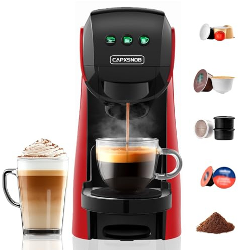 Warriors1 5-in-1 Kaffeemaschine Kapselmaschine für Nespresso, Dolce Gusto, Lavazza A Modo Mio, Espresso Point Kapsel und Kaffeepulver, 20 bars, 0,82 L, Automatische Kaffeemaschine für Zuhause und Büro