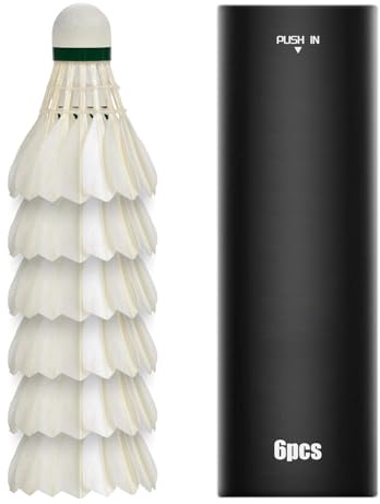 Hiuyavy 6Pcs Shuttlecocks Badminton, Professional Duck Feather Badminton, Feather Shuttlecock Badminton, Shuttlecocks with Stability and Balance for Professional Training Or Family Outdoor Sports