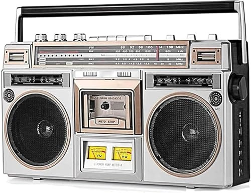 Retro Boombox med Bluetooth, CD, bandspelare, FM/DAB+ radio, USB-inspelning för familjesammankomster och resor