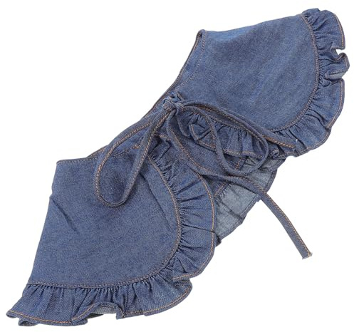 LALAFINA Colletto Finto Accessorio in Poliestere in Tessuto Denym con Bordo Arricciato Regolabile, Scialle in Tessuto Denim Morbido e Comodo per Ragazze e Donne