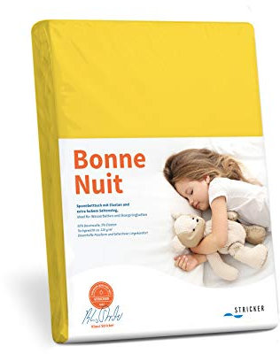 Savorana Bonne Nuit Elastan Spannbetttuch Baumwolle Stretch 220 g/m²- Steghöhe bis 30 cm Bettlaken für Boxspringbetten Wasserbetten - Größe 100x200-120x220 cm Zitrone