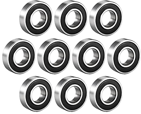 sourcing map 10 Stück 6002RS Rillenkugellager Kugellager Kohlenstoffstahl Hartstahl Z1 Doppelt Abgedichtet Skateboard Lager 15mmx32mmx9mm