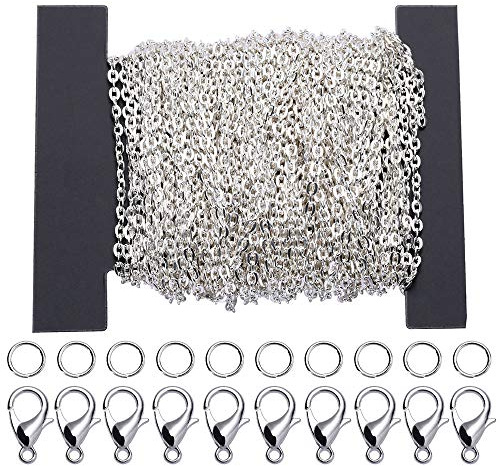 Siumir Catena Collana 12 Metri Collane Fai da Te Argento Catene in Metallo 100 Anelli di Salto 30 Aragosta Artiglio Catenacci Accessori di Gioielli