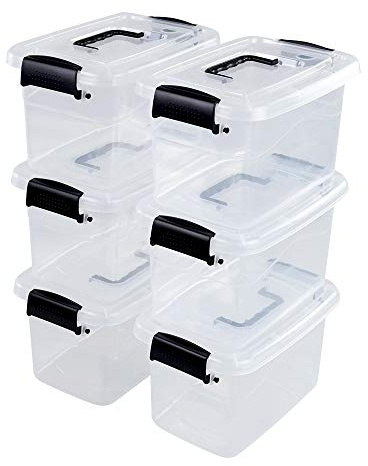 Uumitty 6 Packs Plastic Storage Box, 5 Litre Small Storage Organizer with Lid, Clear