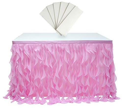 rismart Multicapa Tul Falda de Mesa Tutu Ropa por Cumpleaños Boda Fiestas, Decoración de Cama Rosa,77 H x L 187 cm