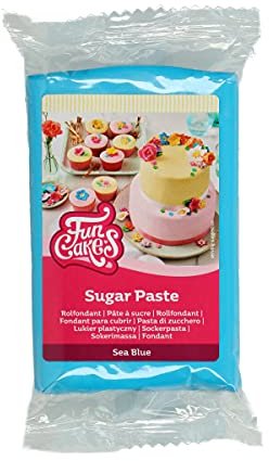 FunCakes Pasta di Zucchero Sea Blue: facile da usare, liscia, flessibile, morbida e pieghevole, perfetta per decorare torte, halal, kosher e senza glutine. 250 gr