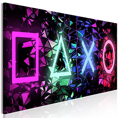 murando - Wandbilder Gaming Zimmer XXL 90x30 cm 1 tlg Vlies Leinwandbild Leinwand Bilder Wand Deko Bilder Wohnzimmer Bild Schlafzimmer Groß - Gamer Jugendzimmer für Gamers Spielkonsole i-A-0203-b-a