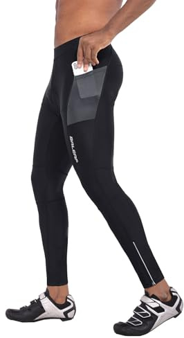 baleaf Men's Cycling Pants 4D Padded Bike Tights Bicycle Biking MTB Long Leggings Pockets UPF 50+ Black XXL