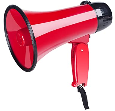 MyMealivos Tragbares Megafon Bullhorn 20 Watt Power Megafon Lautsprecher Sprach- und Sirenen-/Alarmmodi mit Lautstärkeregler und Gurt