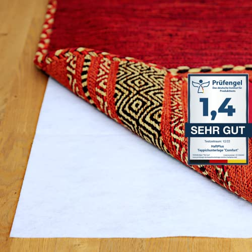 HaftPlus - Teppich Stopper rutschfest und dünn - Antirutschmatte für Teppiche - Öko-Tex Vlies Teppichunterlage zuschneidbar - Größe 80 x 150 cm