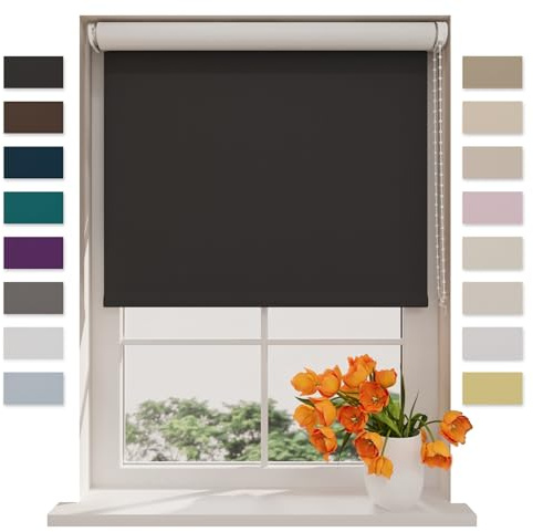 DTCH® Verdunkelungsrollo 140 x 190 cm Schwarz, Größen von 40 bis 240 Breite, Ohne Bohren möglich, Rollo Wandmontage, Rollo 140 cm Breit, Fenster Rollos für Innen