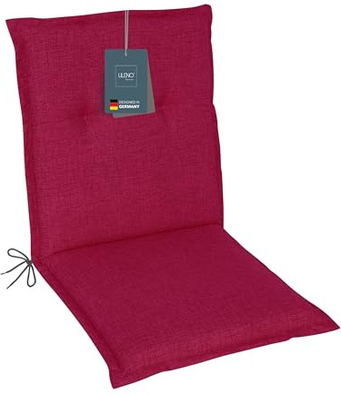 LILENO HOME Cojín para Silla de Jardín - Respaldo Bajo en Burdeos - Tumbona Cómoda para Muebles de Jardín - Asiento para Sillas Plegables
