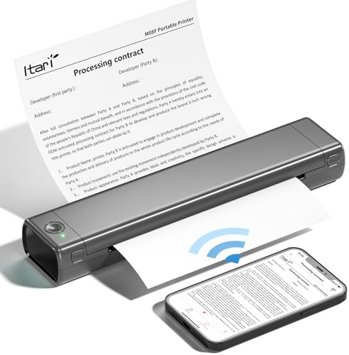 Itari Tragbarer Drucker, M08F Thermodrucker Bluetooth Drucker, Unterstützt Thermopapier A4