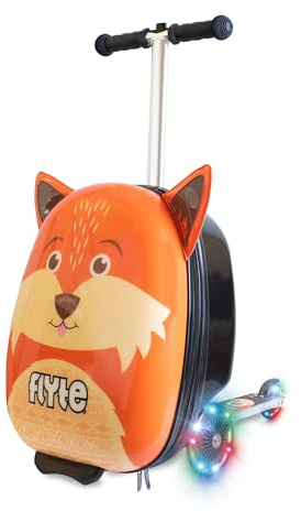 Flyte Scooter Koffer - 2-in-1, 45 cm Reisekoffer Kinder, 25 Liter Fassungsvermögen Kinderkoffer Handgepäck, Reisetasche Kinder mit Rollen, Hartschalenkoffer Kinderreisetasche - Frazer der Fuchs